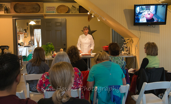 The cooking class is held in a cozy kitchen in the Education Building,